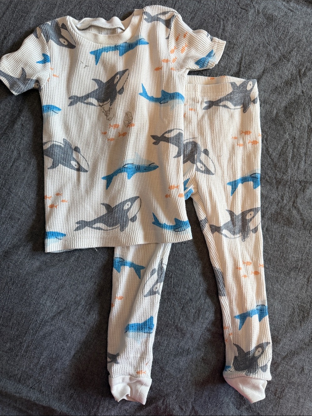 Carter's Cream Pajama Set with Blue and Gray Whales